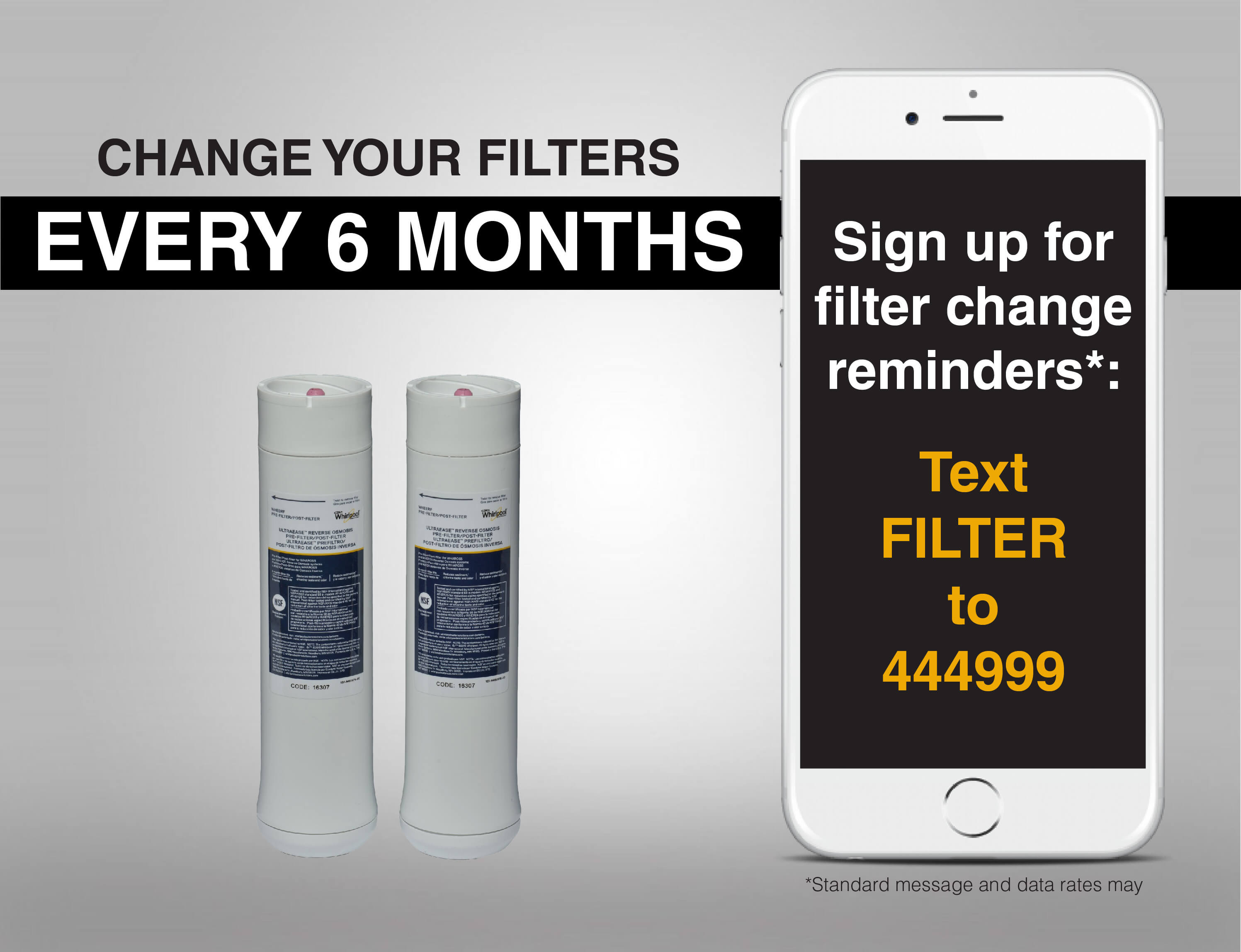 Filter Text Reminder WHEERF Whirlpool Water Solutions